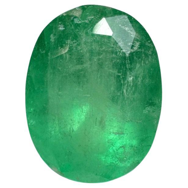 Esmeralda colombiana verde amarillenta musgosa de 2,52 quilates - Piedra de nacimiento de mayo de talla ovalada en venta