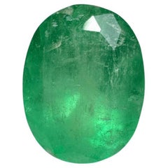 2.52 Carat Mossy Yellowish Green Colombian Emerald - Oval Cut May Birthstone