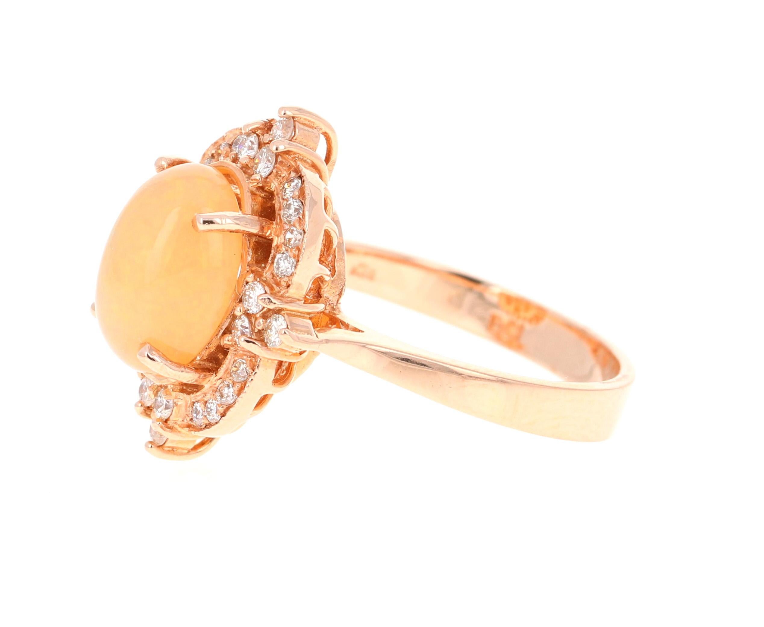 Modern 2.52 Carat Opal Diamond 14 Karat Rose Gold Ring