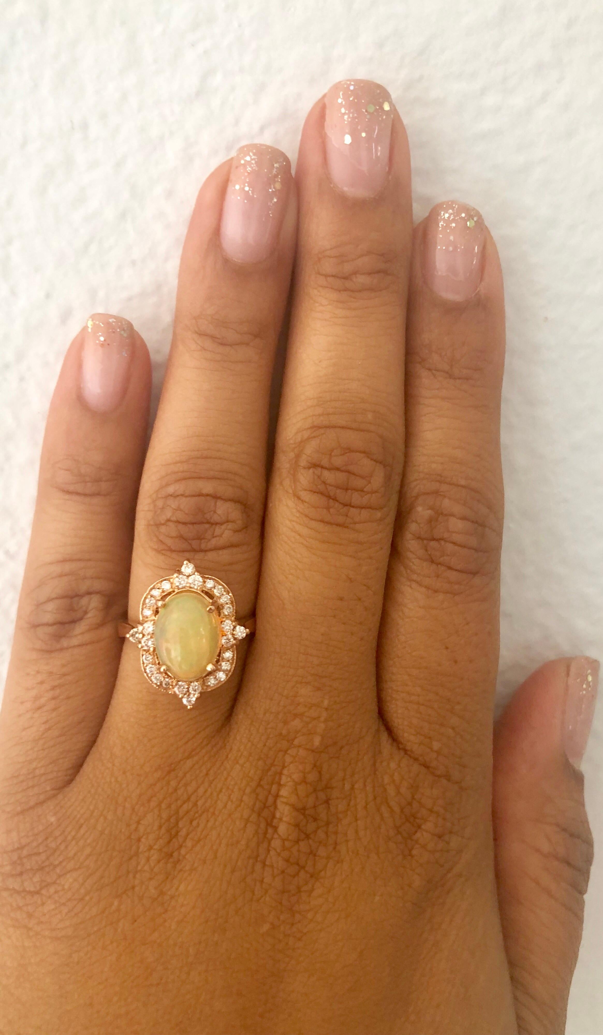 2.52 Carat Opal Diamond 14 Karat Rose Gold Ring In New Condition In Los Angeles, CA