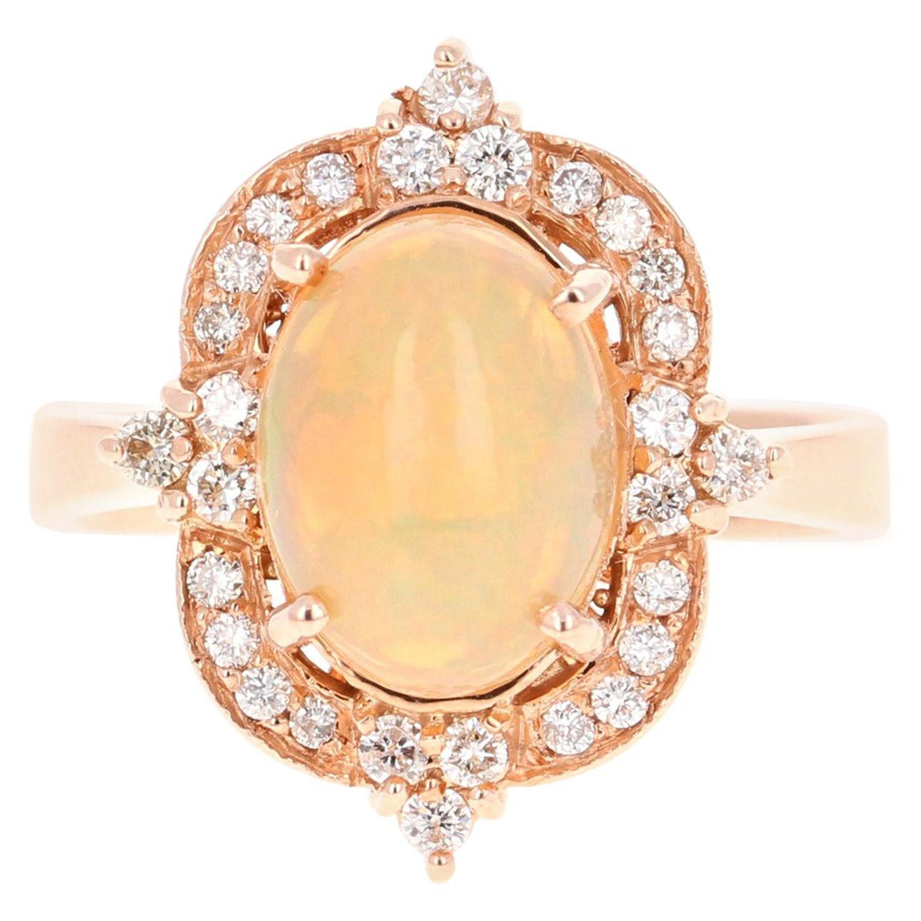 2.52 Carat Opal Diamond 14 Karat Rose Gold Ring