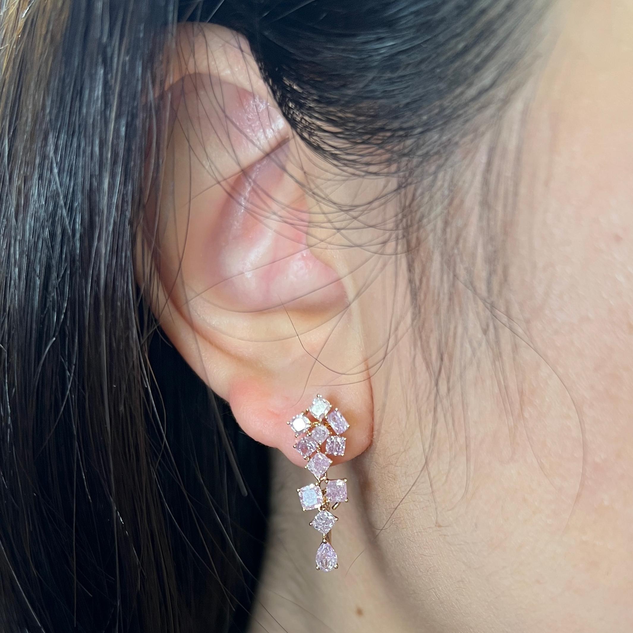 2.52 Carat Pink Diamond Rare 18K Mono Tone Earring In New Condition For Sale In Hung Hom, HK