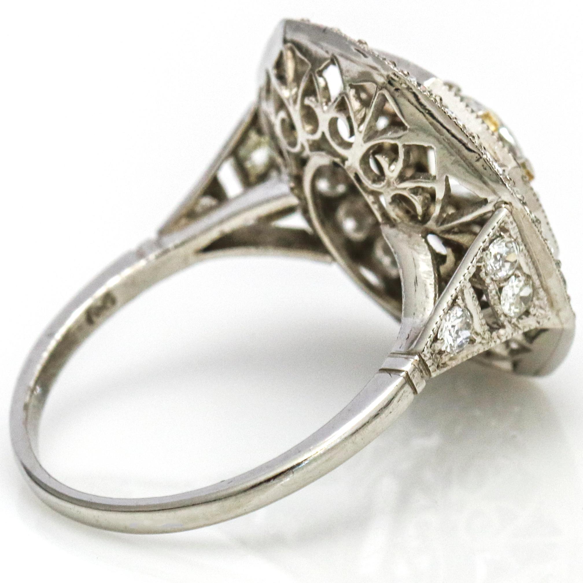 2.52 Carat Platinum Diamond Art Deco Octagon Engagement Ring In Good Condition For Sale In Fort Lauderdale, FL