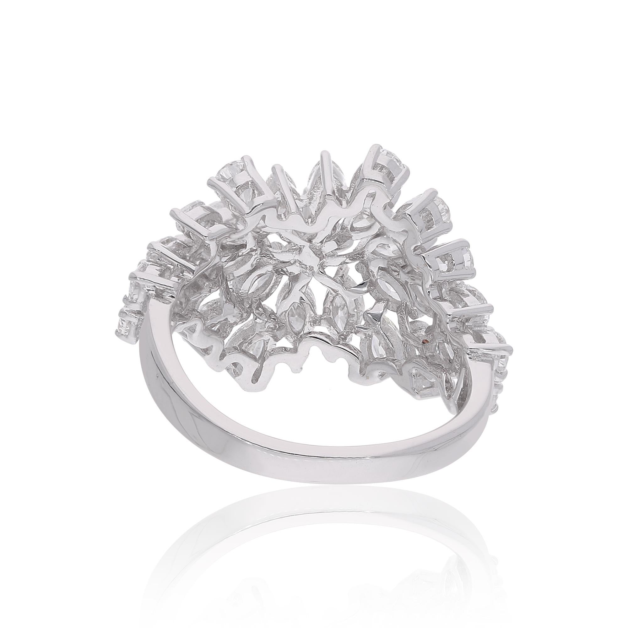 Im Angebot: 2,52 Karat SI/H Natürlicher Diamant Cluster Cocktail Ring 14 Karat Weißgold () 4