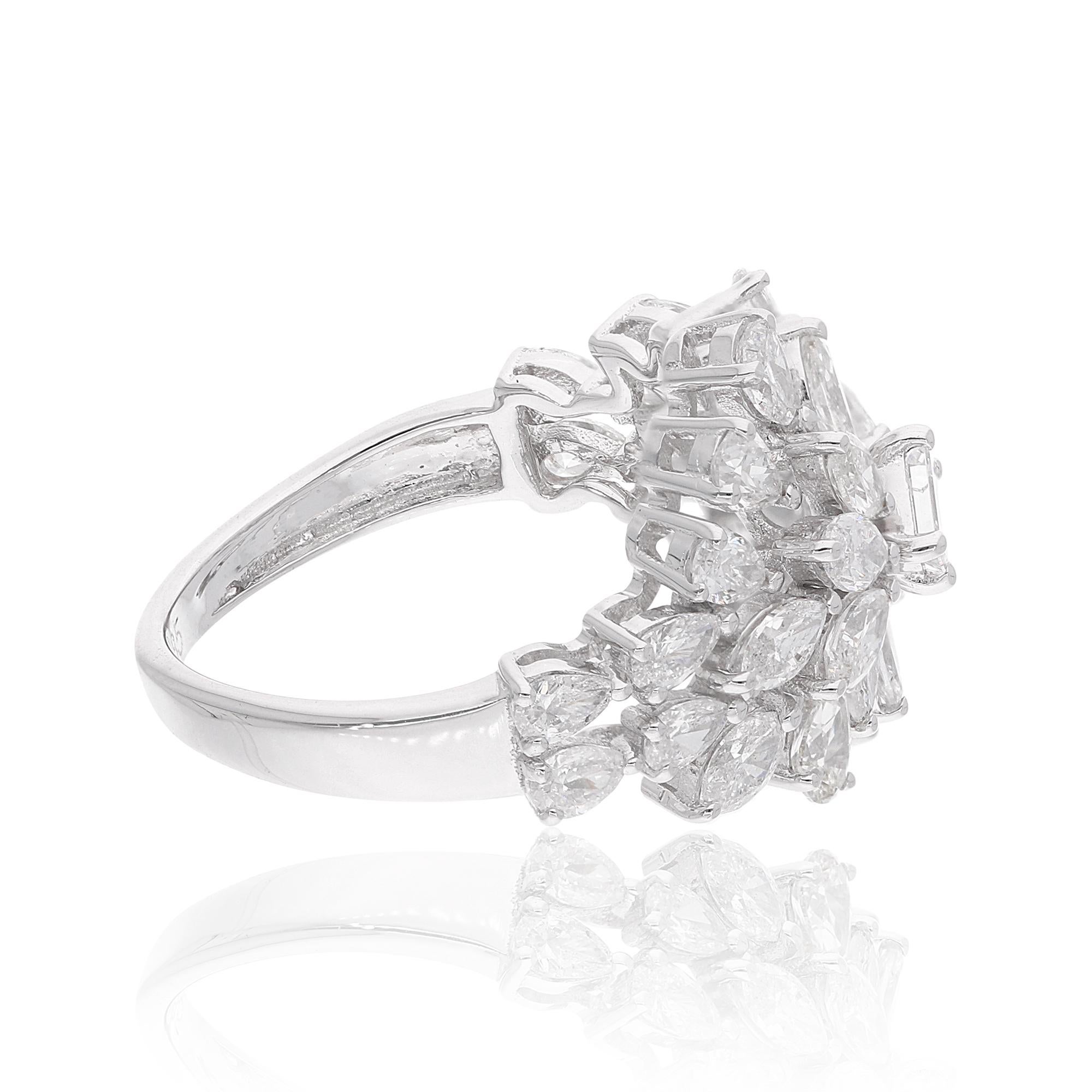 Im Angebot: 2,52 Karat SI/H Natürlicher Diamant Cluster Cocktail Ring 14 Karat Weißgold () 5