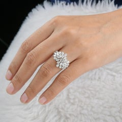 2,52 Karat SI/H Natürlicher Diamant Cluster Cocktail Ring 18 Karat Weißgold
