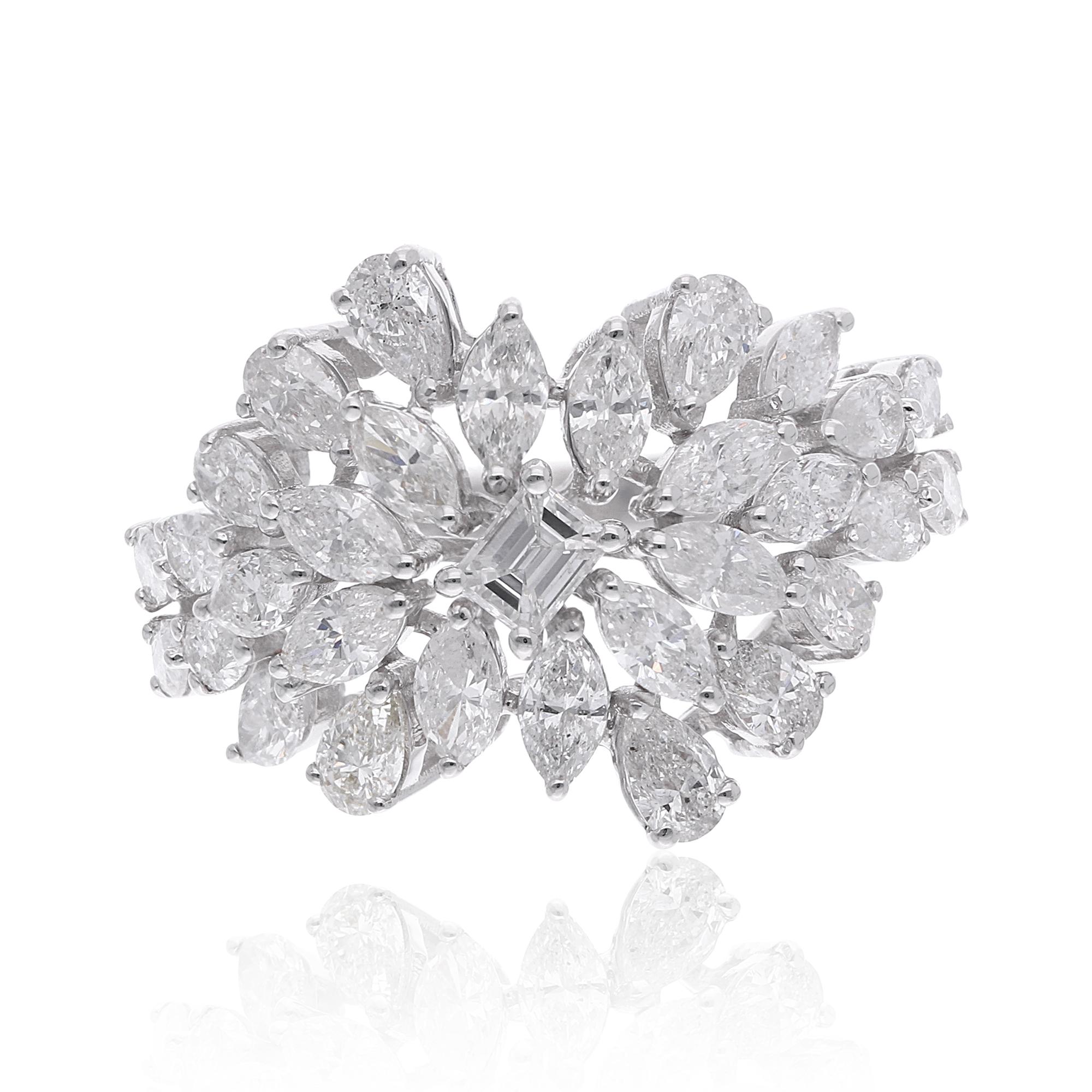 Im Angebot: 2,52 Karat SI/H Natürlicher Diamant Cluster Cocktail Ring 18 Karat Weißgold () 6