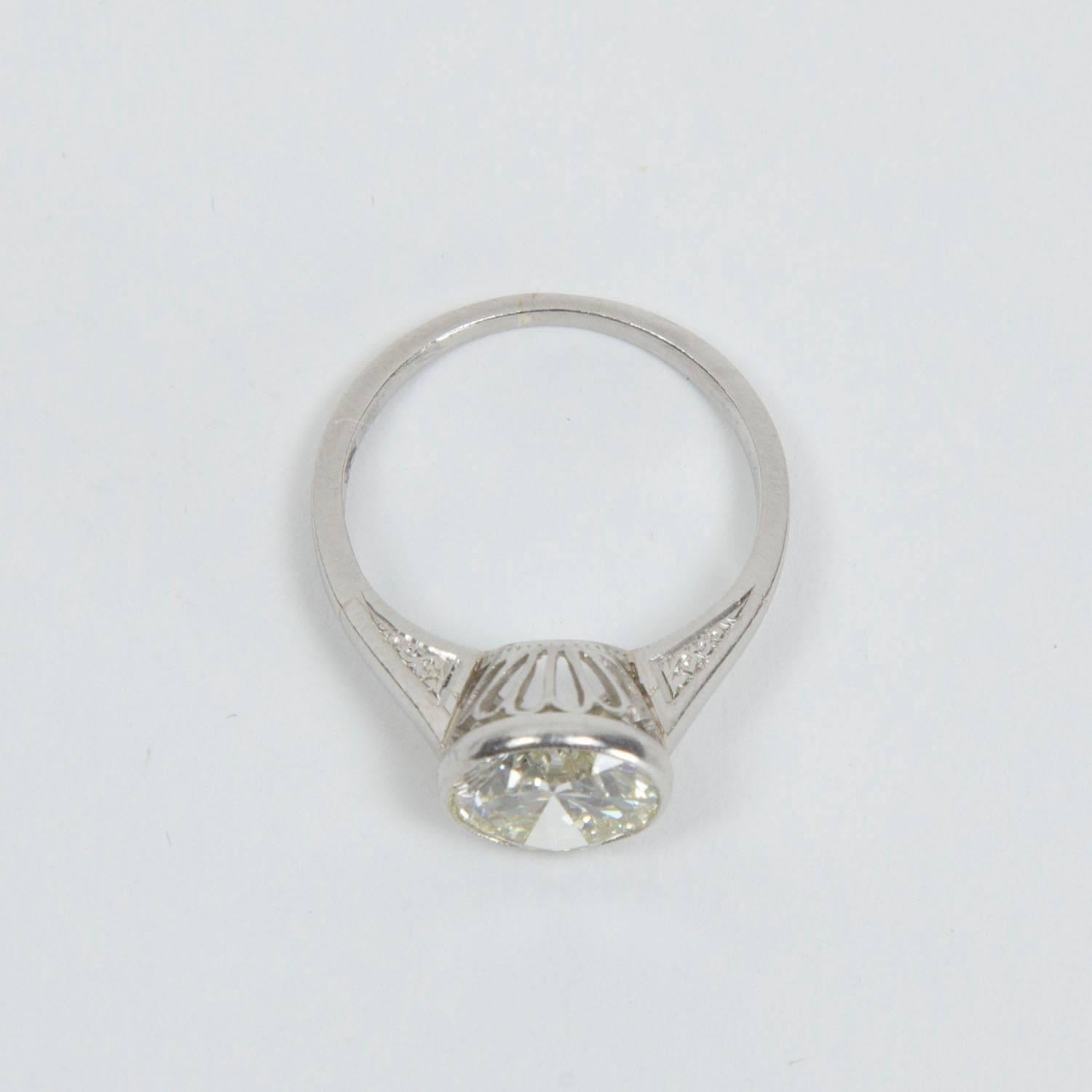 2.52 Carat Solitaire Diamond Art Deco Platinum Ring 1