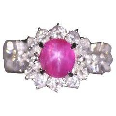 Anillo de platino con diamante rubí estrella de 2,52 quilates