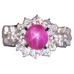 2.52 Carat Star Ruby Diamond Platinum Ring