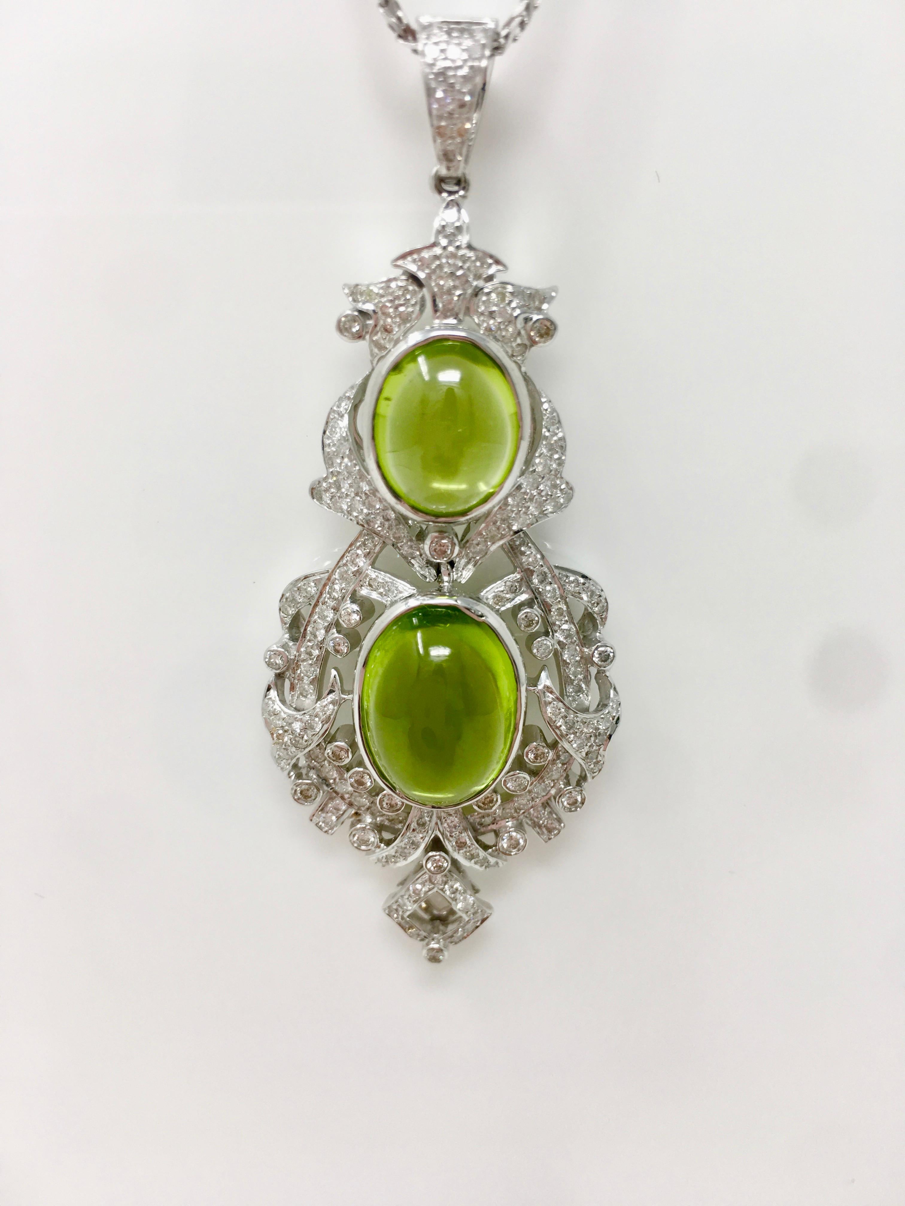 2,52 Karat weißer runder Brillant-Diamant und 17,34 Karat Peridot-Anhänger-Set. im Angebot 4
