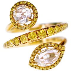 2.52 Carat Yellow Rose Cut Diamond in Serpent Design