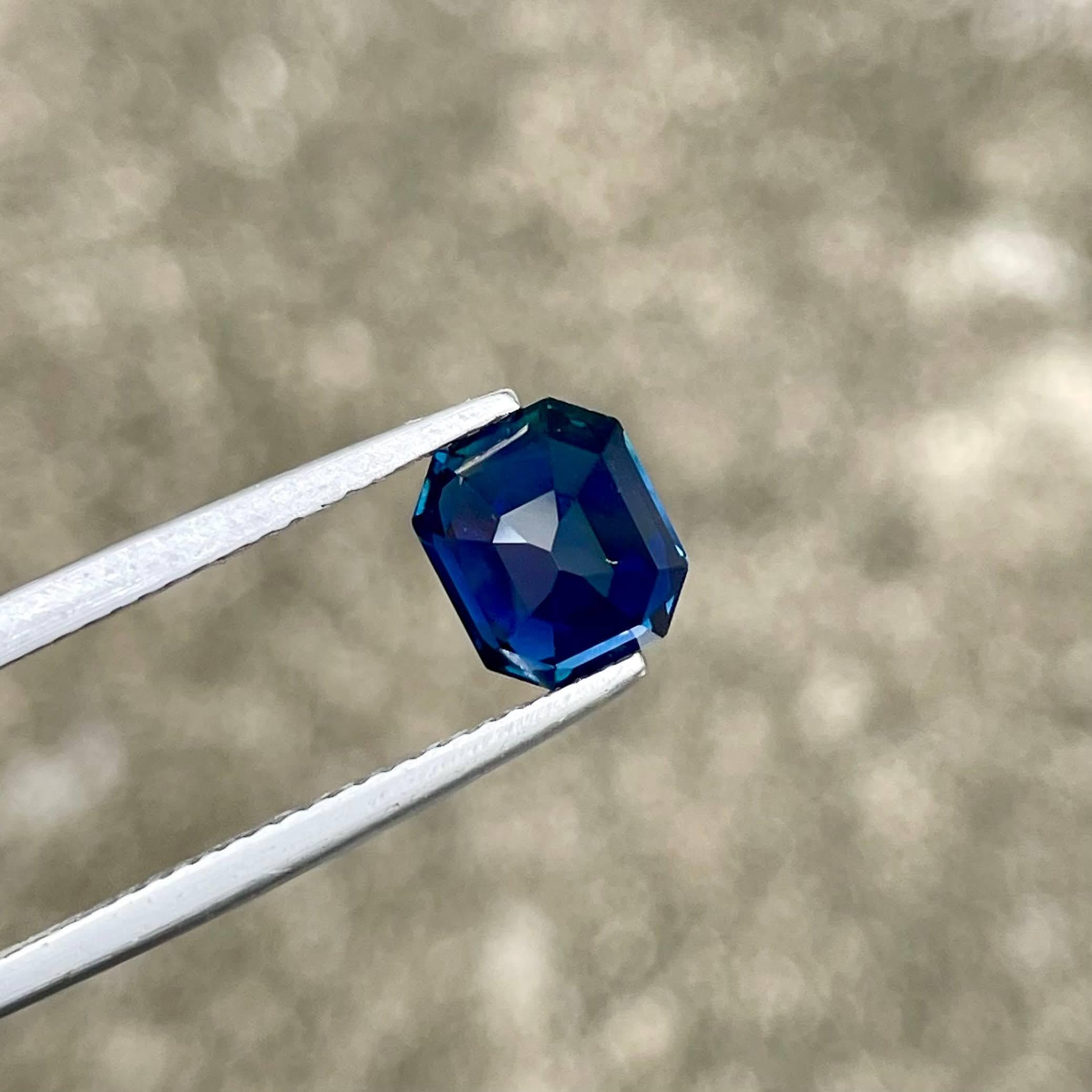 2.52 carats Loose Vivid Blue Sapphire Stone Emerald Cut Natural Sri Lankan Gem 1