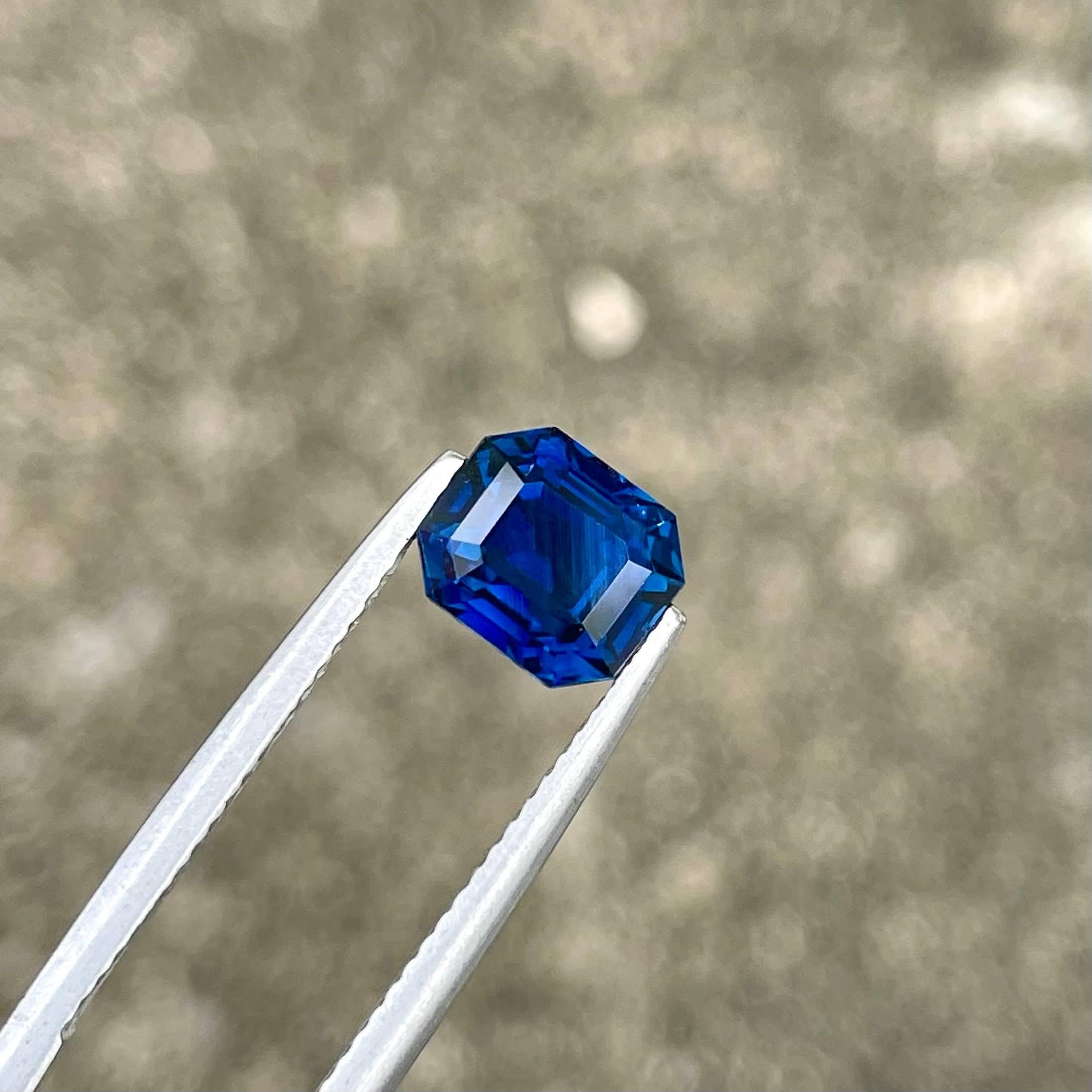 2.52 carats Loose Vivid Blue Sapphire Stone Emerald Cut Natural Sri Lankan Gem 2