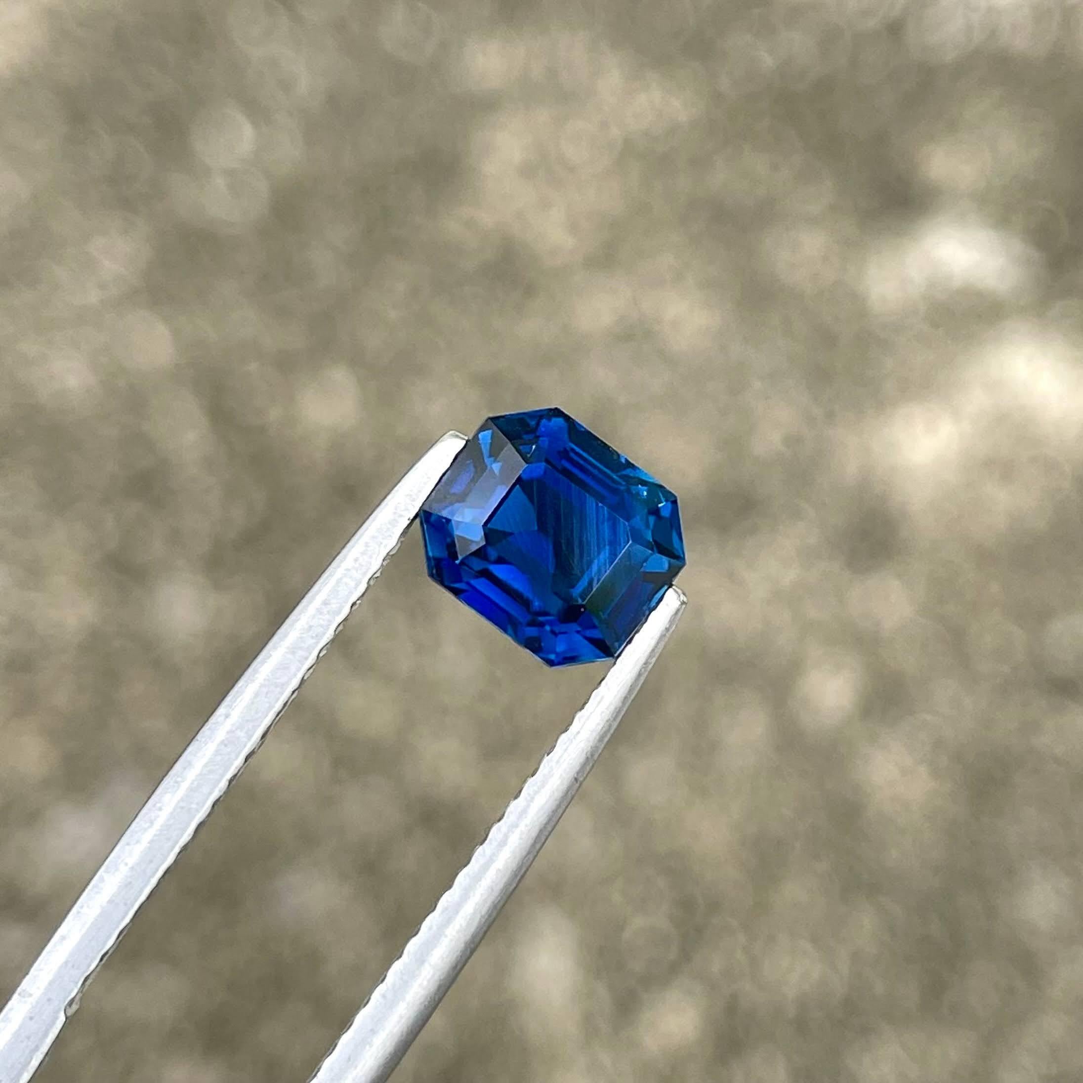 2.52 carats Loose Vivid Blue Sapphire Stone Emerald Cut Natural Sri Lankan Gem 3