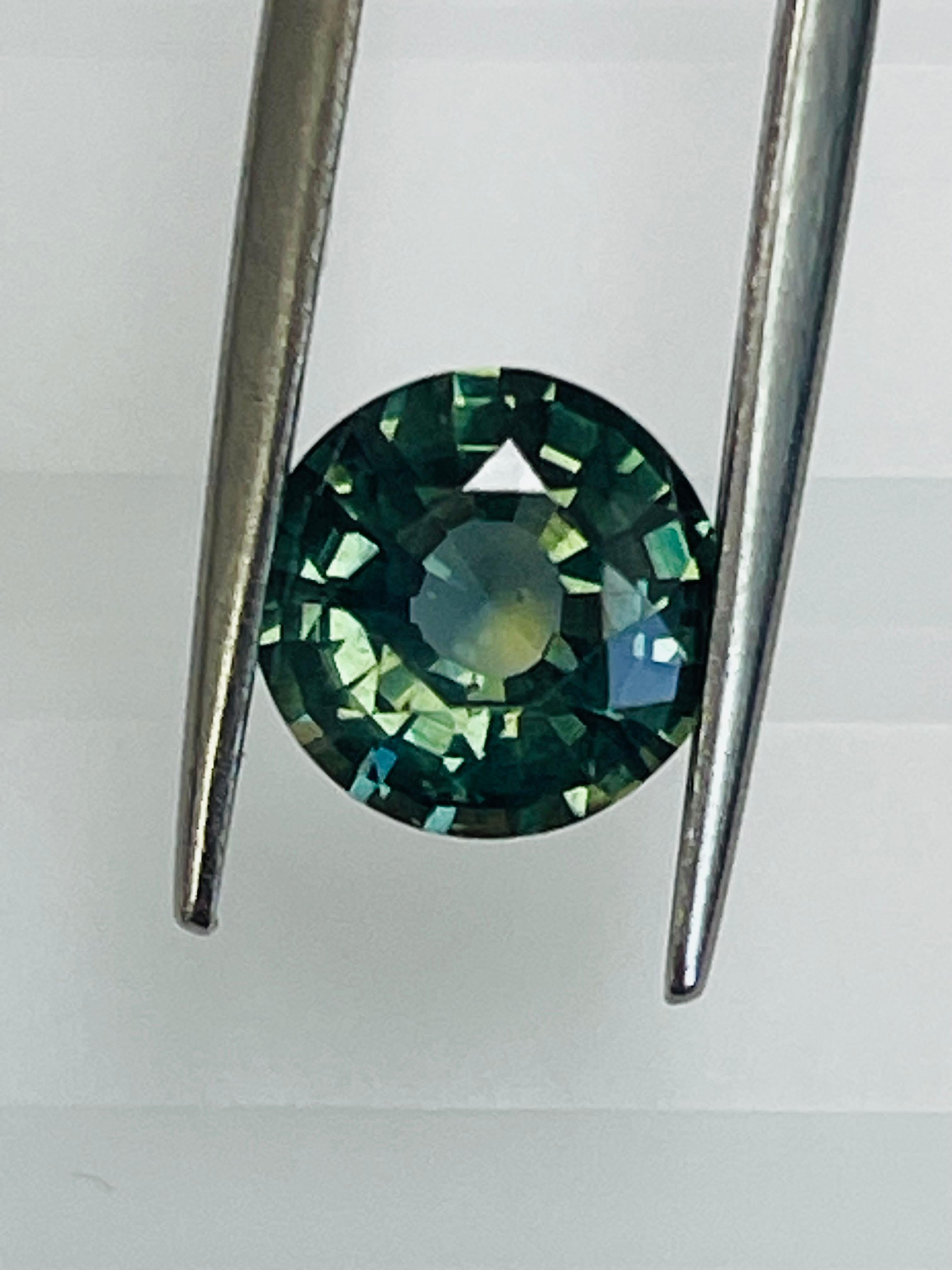 This 2.52 Ct Round Green Sapphire is one of the very beautiful varieties of colors in sapphires that is Also Natural No heat .
This stone is beautifully cut and has great color and clarity that adds to its beauty and size which makes it very