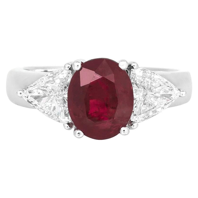 2.52 Oval Shaped Ruby and Diamond Ring For Sale