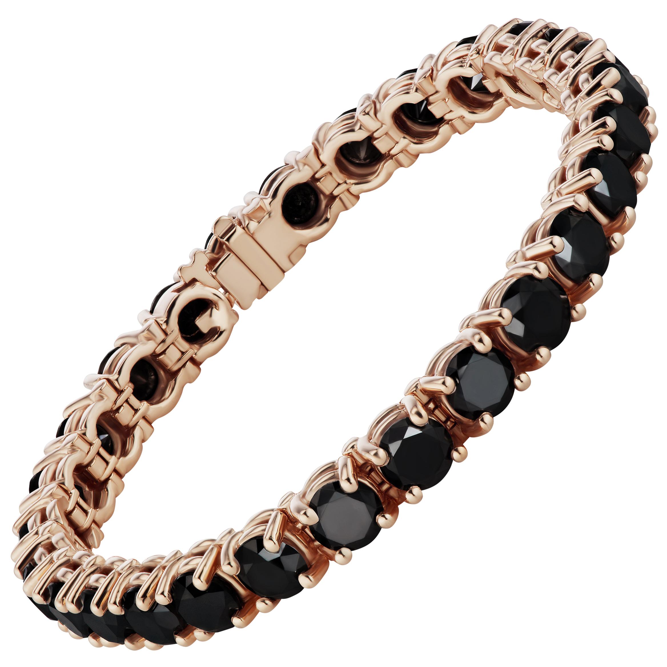 Bracelet tennis avec diamants noirs de 25,20 carats