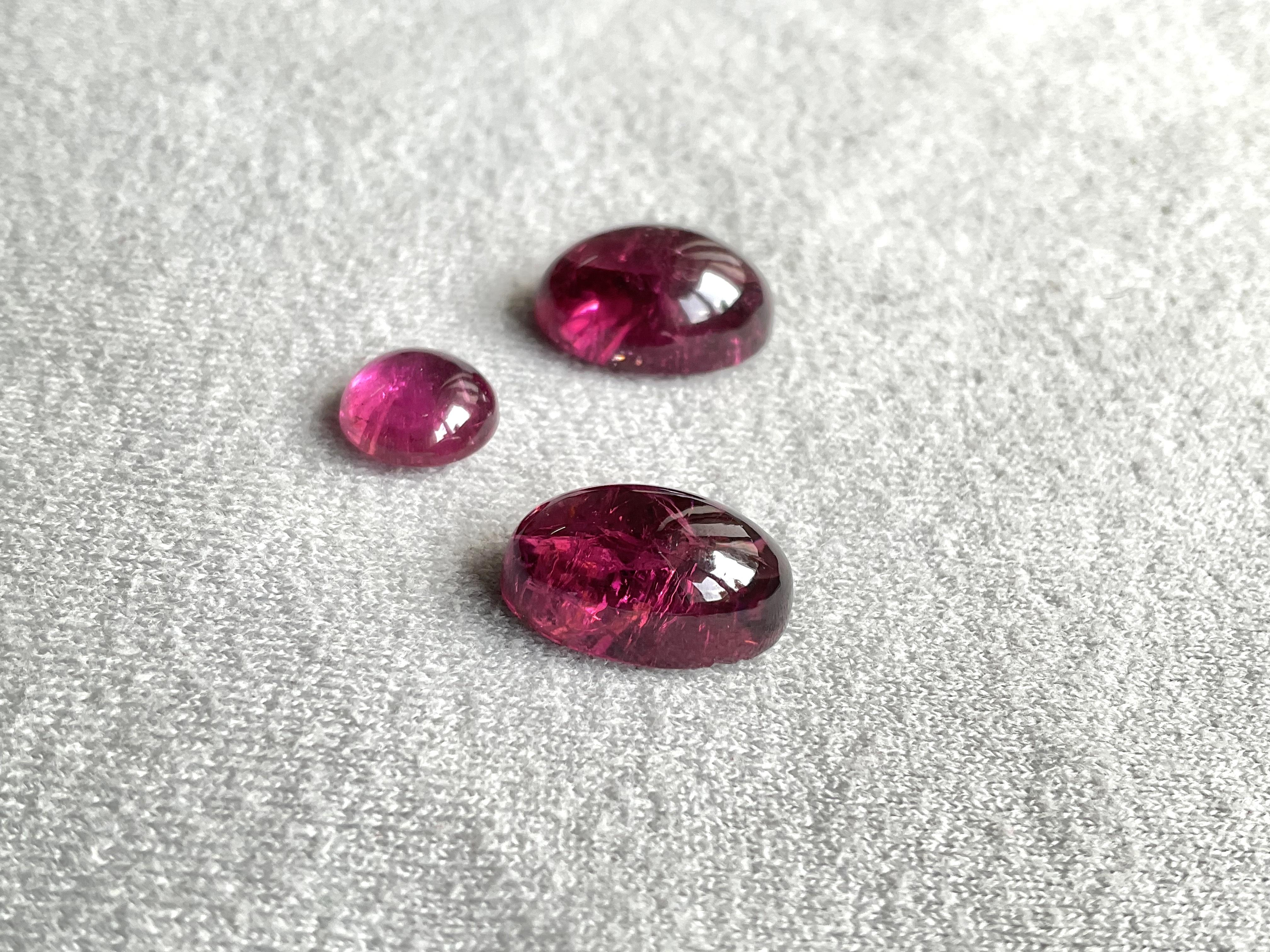25.21 Carats Top Quality Rubellite Tourmaline Cabochon 3 Pieces Natural Gemstone For Sale 1