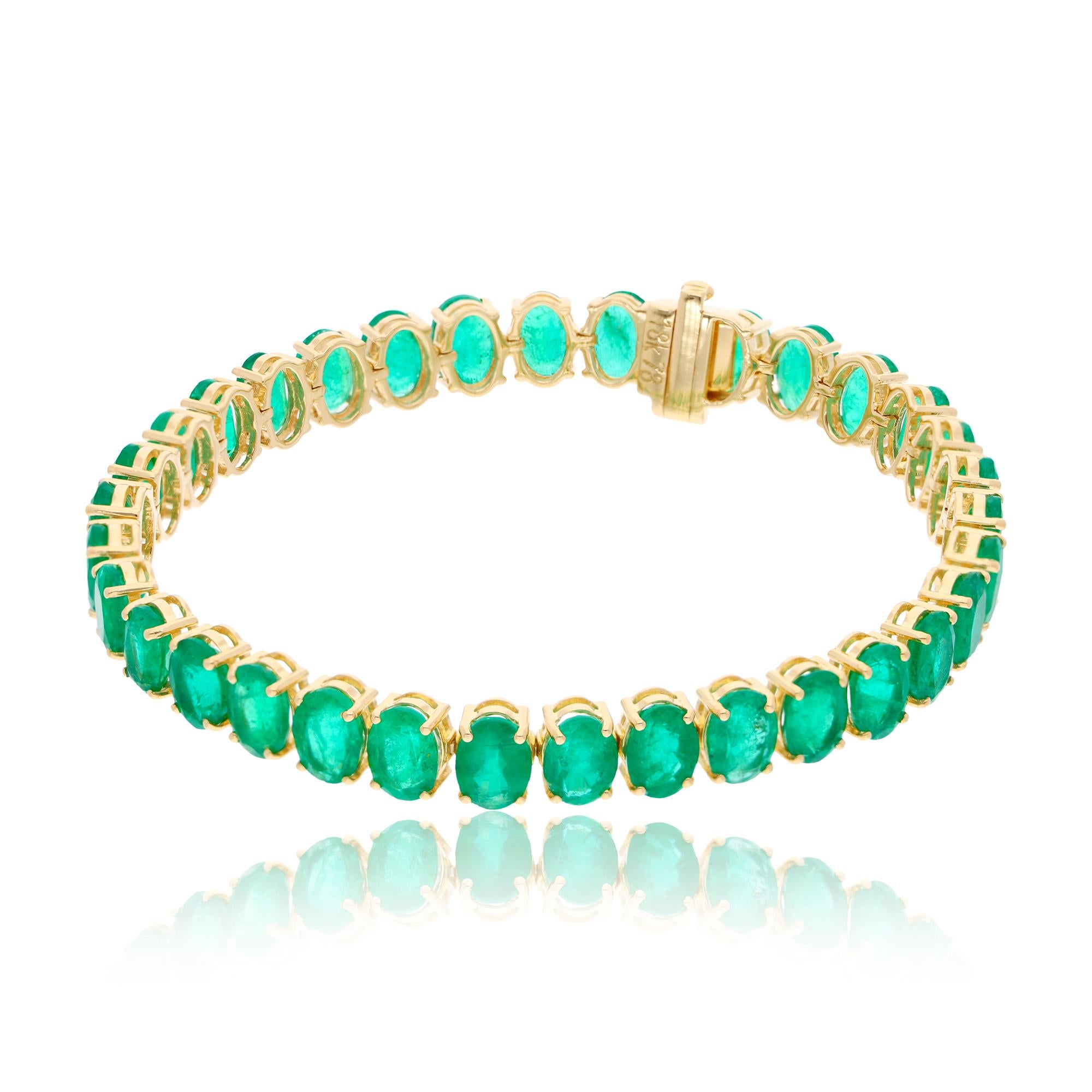 Item Code :- SEBR-42215
Gross Wt. :- 18.72 gm
18k Yellow Gold Wt. :- 13.67 gm
Emerald Wt. :- 25.24 Ct. 
Bracelet Size :- 7 Inches Long
✦ Sizing
.....................
We can adjust most items to fit your sizing preferences. Most items can be made to