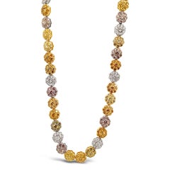 25.24 Carat 'Total Weight' Natural Color Diamond Necklace in Platinum & 18k Gold