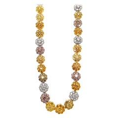 Collier en platine et or 18 carats avec diamants de couleur naturelle de 25,24 carats de poids total