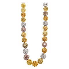 25.24 Carat 'Total Weight' Natural Color Diamond Necklace in Platinum & 18k Gold