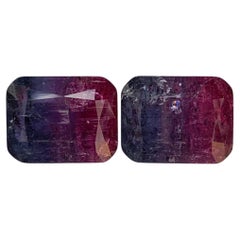 Gema natural suelta de 25,25 quilates de turmalina bicolor pareja talla cojín