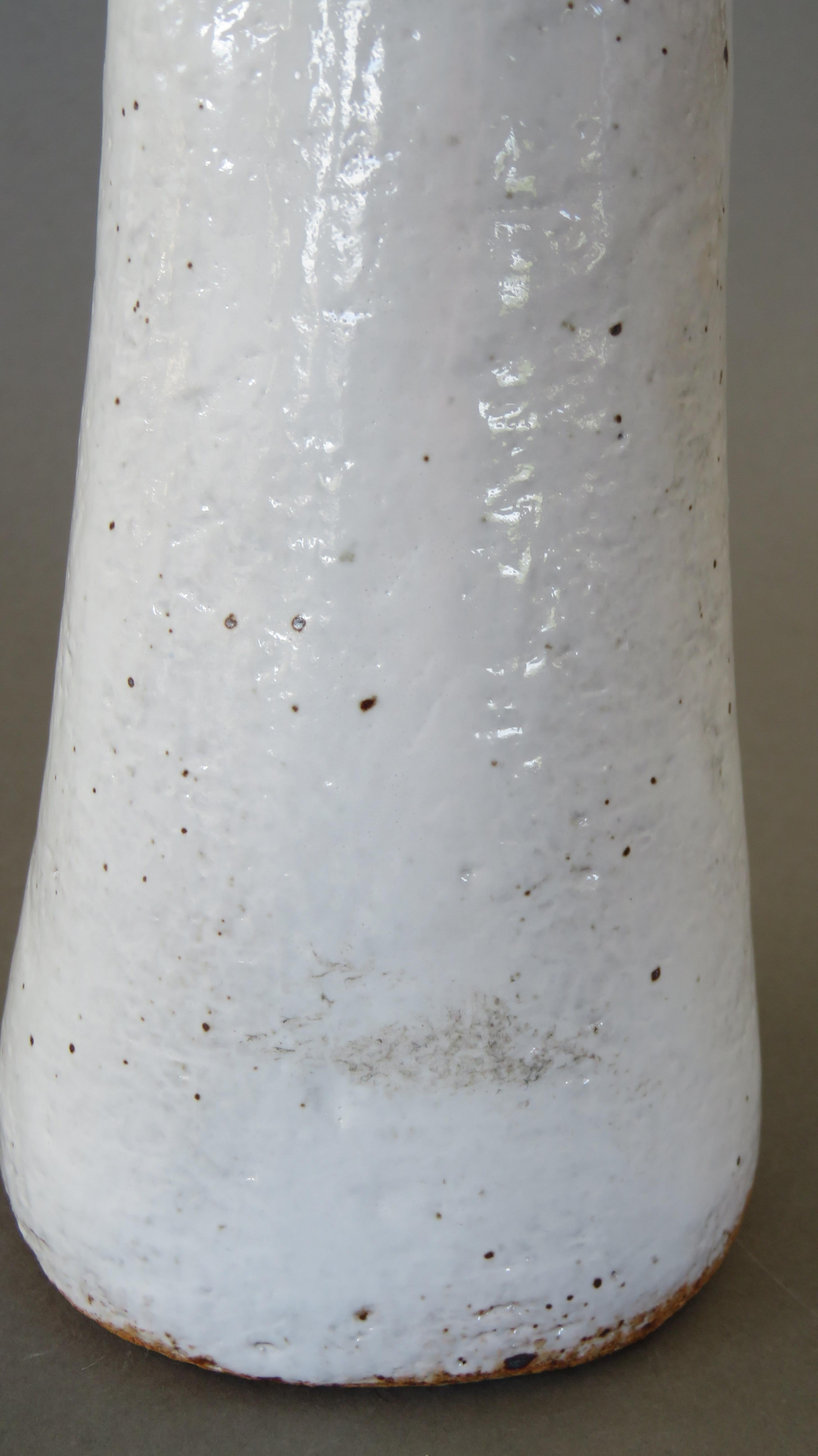 Undulating Handbuilt Ceramic Vase, in White Split-Glaze, 25.25 Inches Tall 3