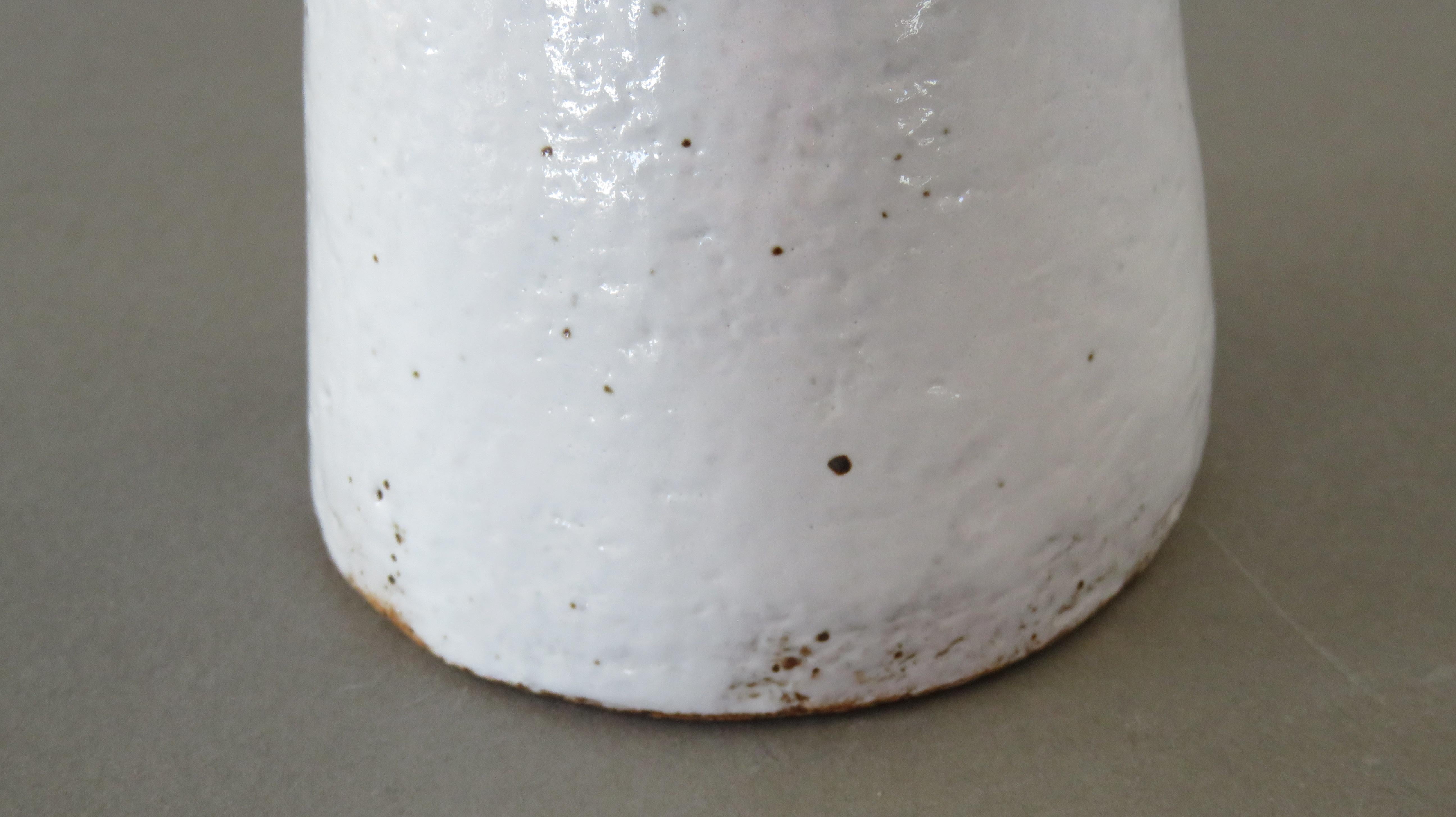 Undulating Handbuilt Ceramic Vase, in White Split-Glaze, 25.25 Inches Tall 5
