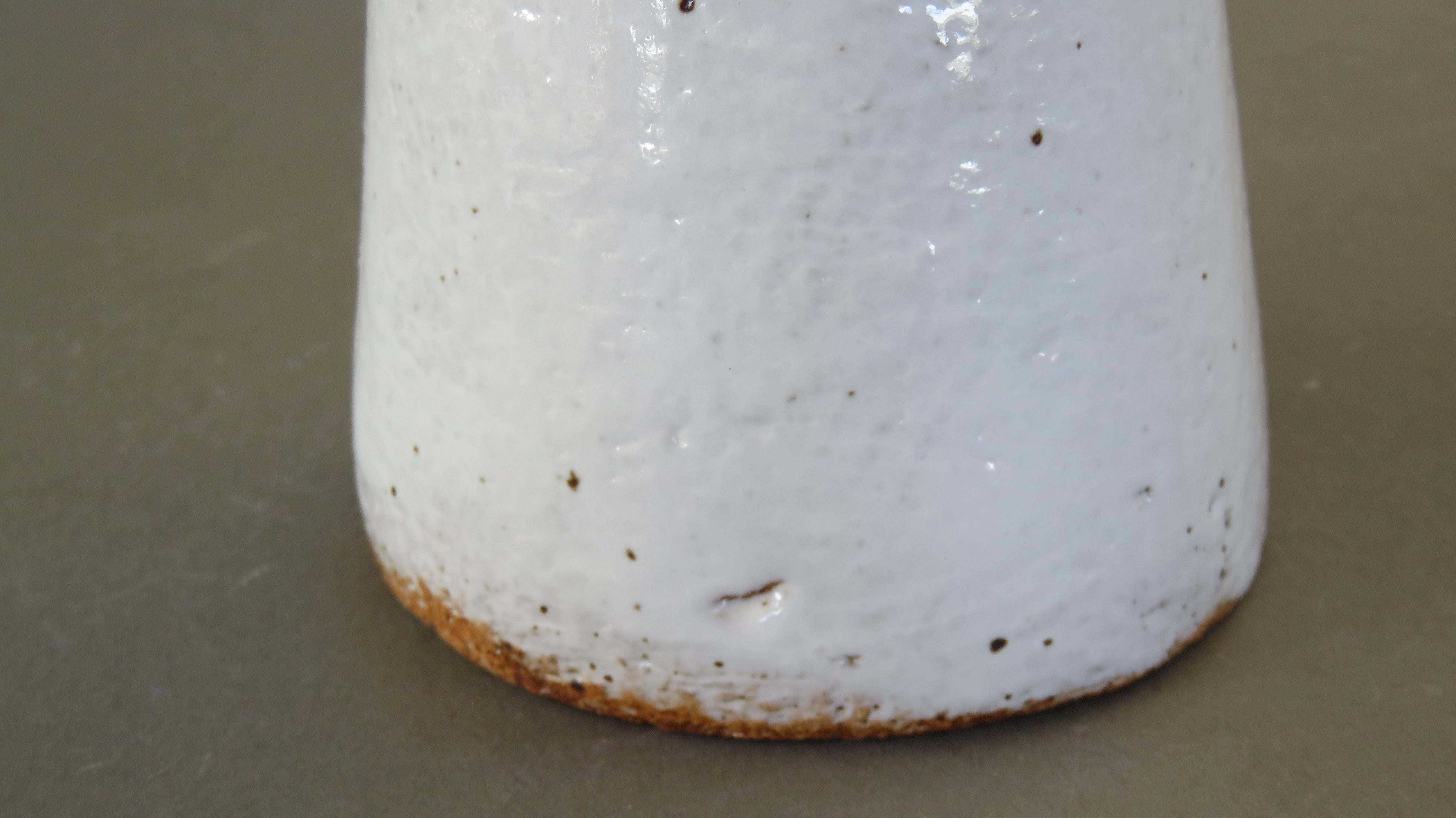 Undulating Handbuilt Ceramic Vase, in White Split-Glaze, 25.25 Inches Tall 6