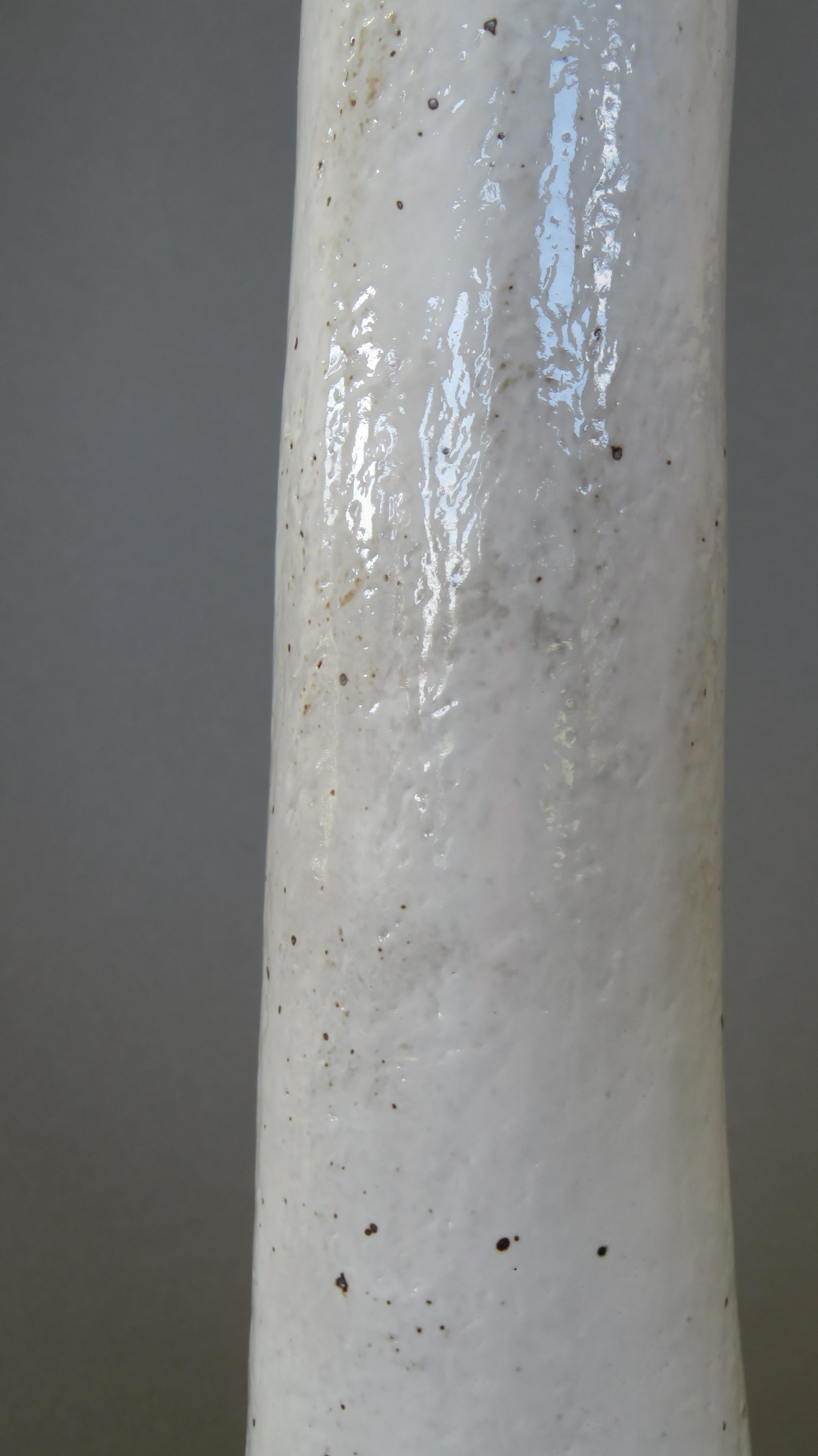 Contemporary Undulating Handbuilt Ceramic Vase, in White Split-Glaze, 25.25 Inches Tall