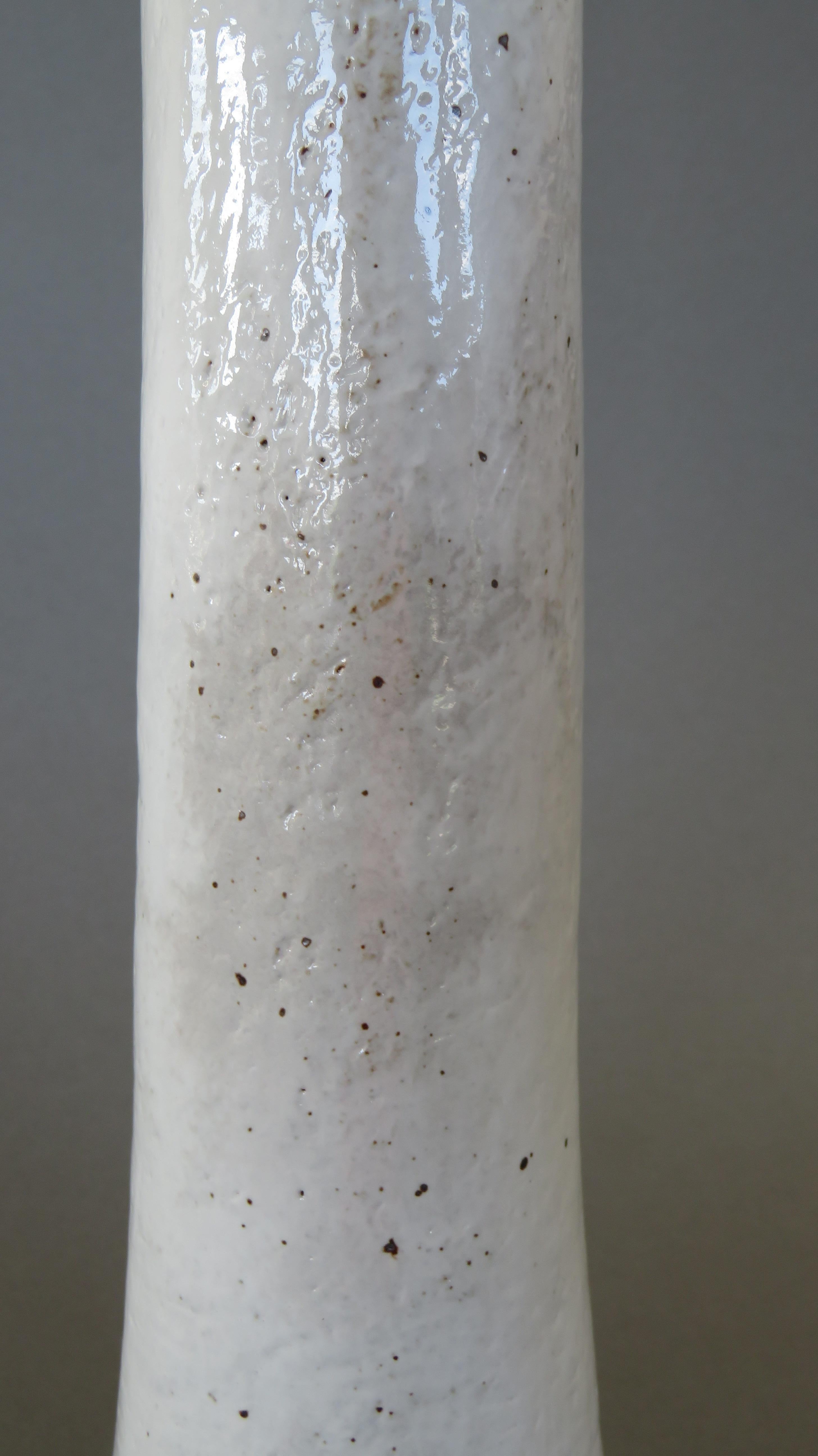 Undulating Handbuilt Ceramic Vase, in White Split-Glaze, 25.25 Inches Tall 2