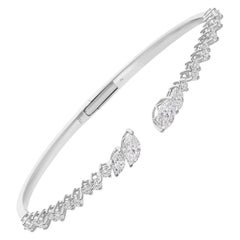 2.52Ct Certified Diamond Open Cuff Engagement Bracelet 14 Karat White Gold