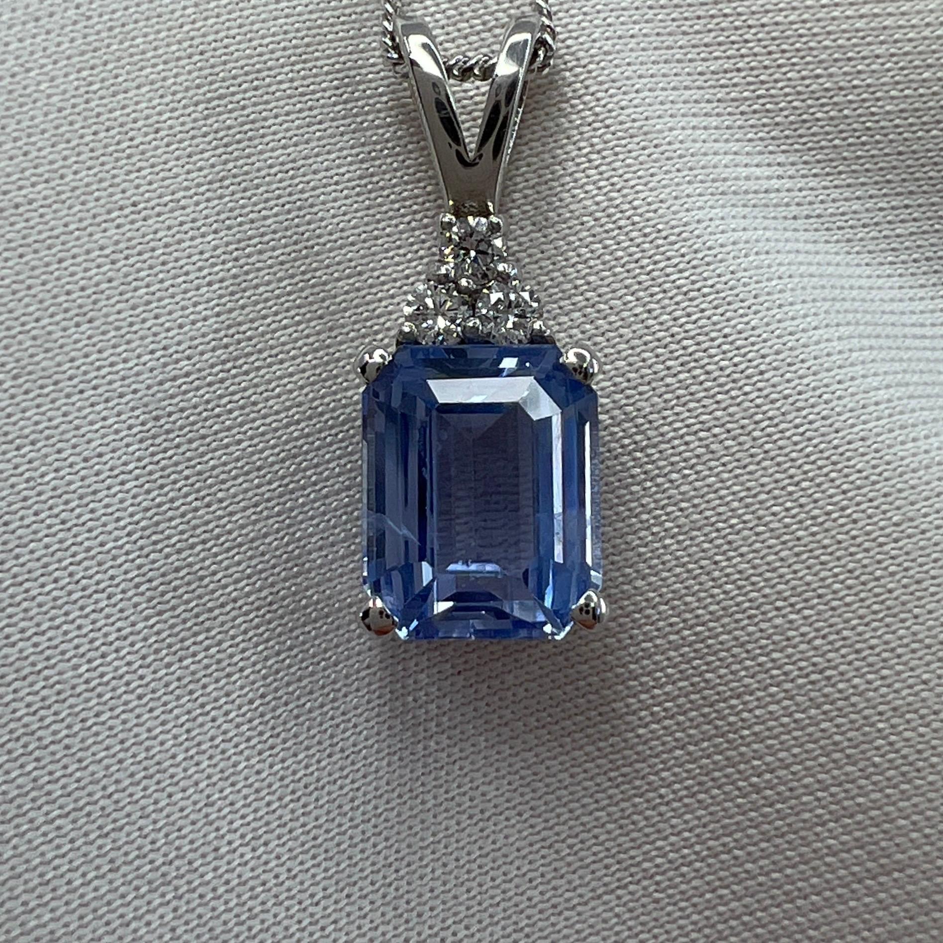 2.52ct GIA Certified Untreated Ceylon Blue Sapphire & Diamond White Gold Pendant 6