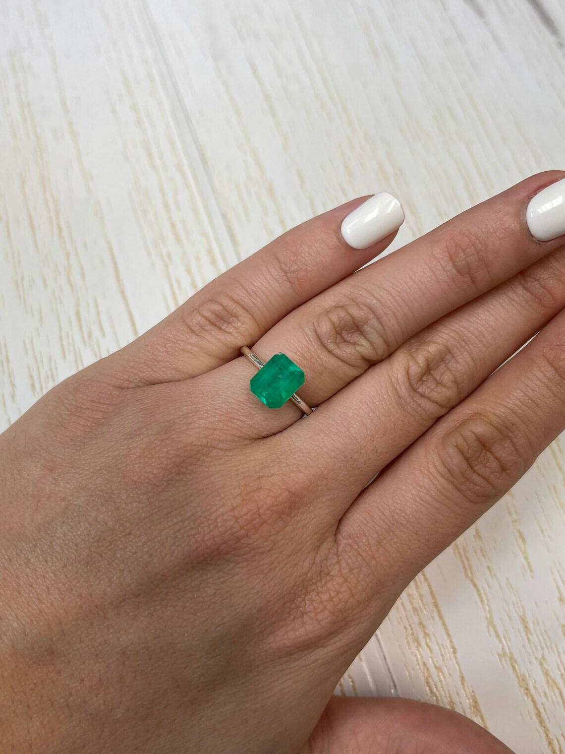 2,52ct intensiv grüner kolumbianischer Smaragd Smaragdschliff echter Mai-Geburtsstein Edelstein im Angebot 3
