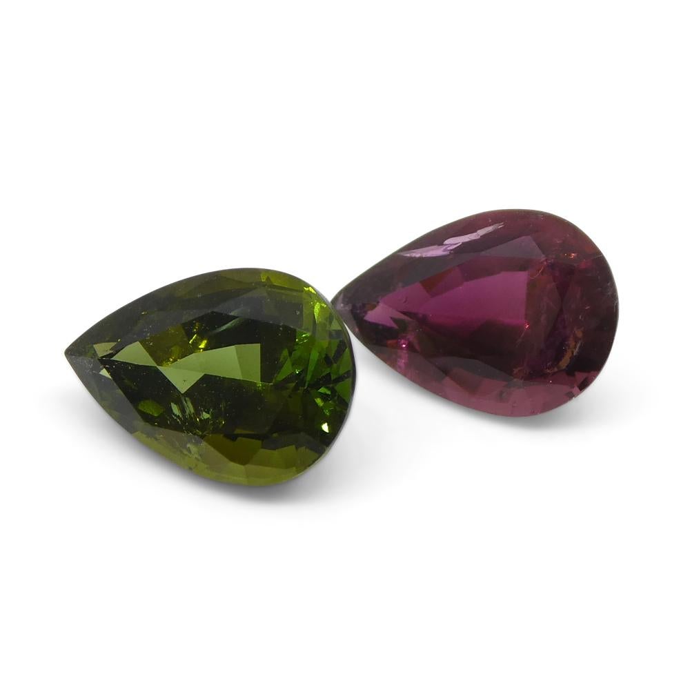2.52ct Pair Pear Pink/Green Tourmaline from Brazil For Sale 6