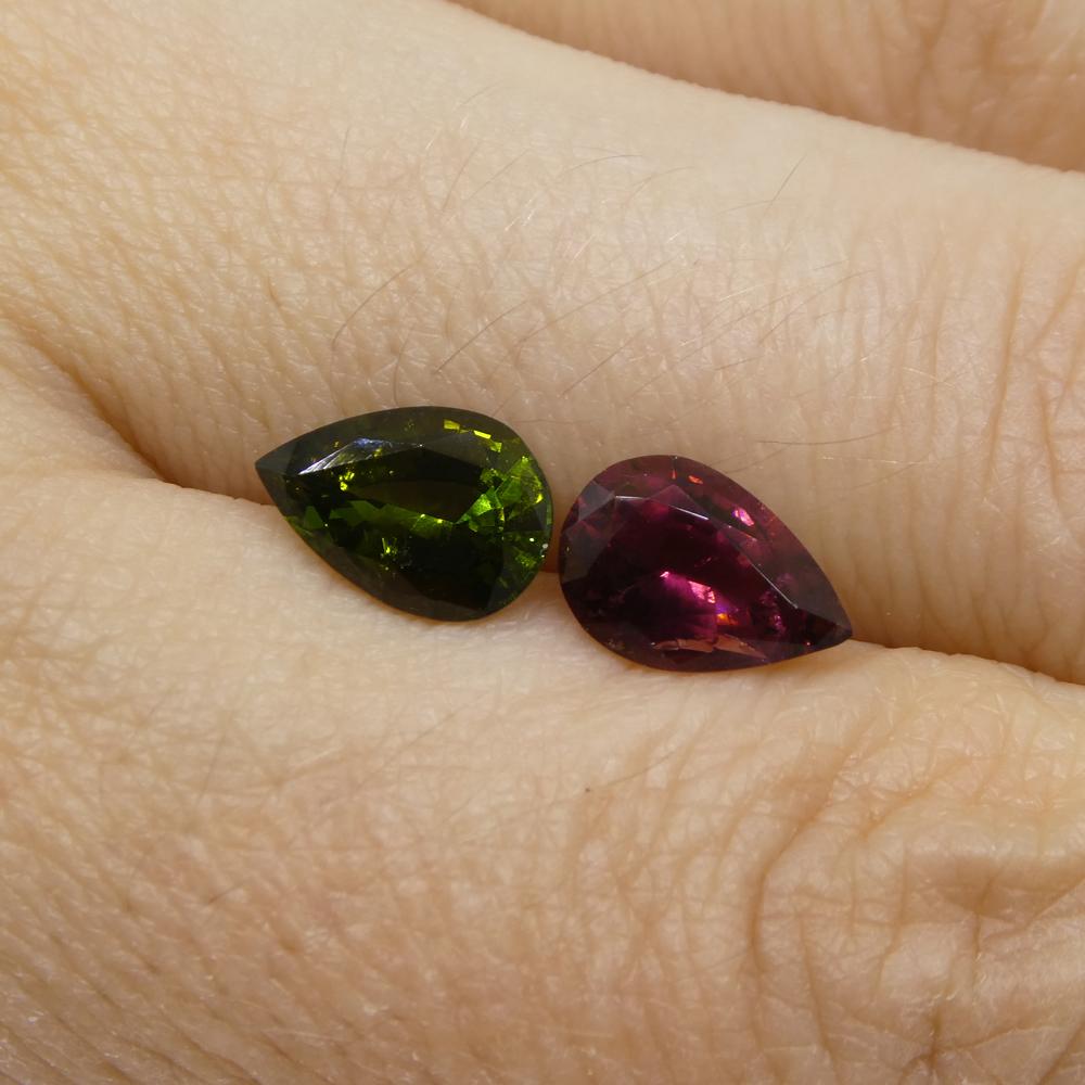 2.52ct Pair Pear Pink/Green Tourmaline from Brazil For Sale 7