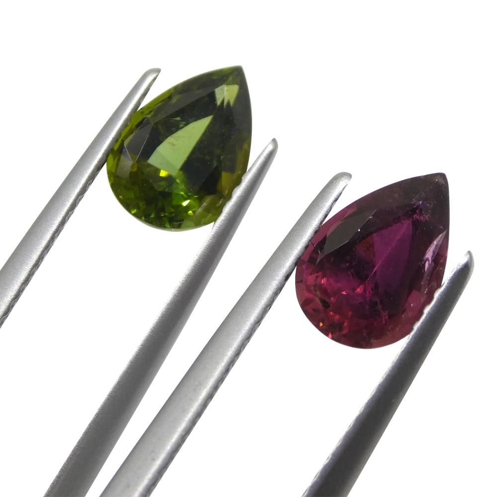 2.52ct Pair Pear Pink/Green Tourmaline from Brazil In New Condition For Sale In Toronto, Ontario