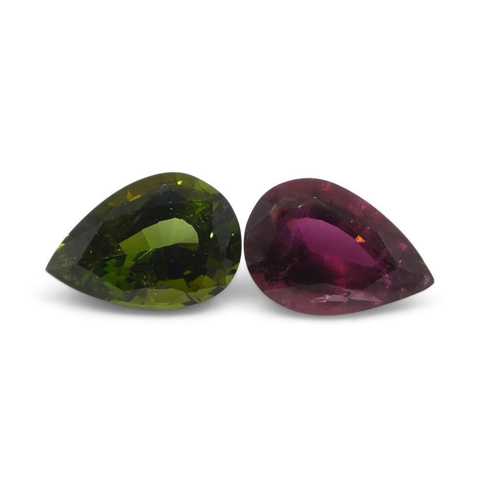 2.52ct Pair Pear Pink/Green Tourmaline from Brazil For Sale 1