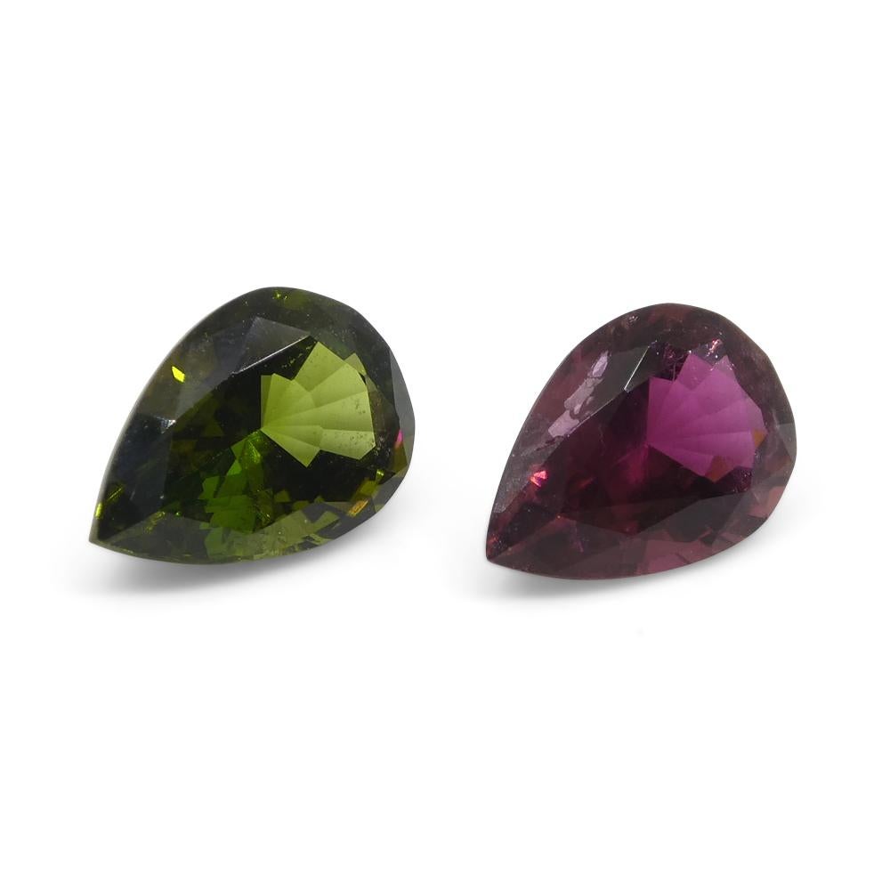 2.52ct Pair Pear Pink/Green Tourmaline from Brazil For Sale 2