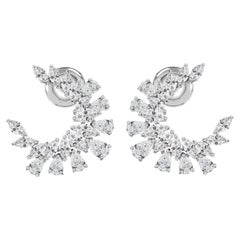 2.52Ct Pear & Marquise Diamond Cluster Earrings 18K White Gold