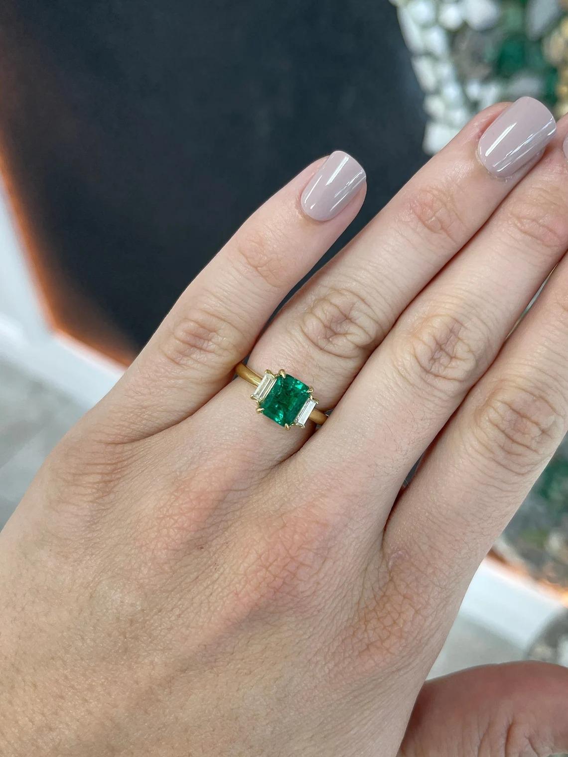 green emerald baguette ring