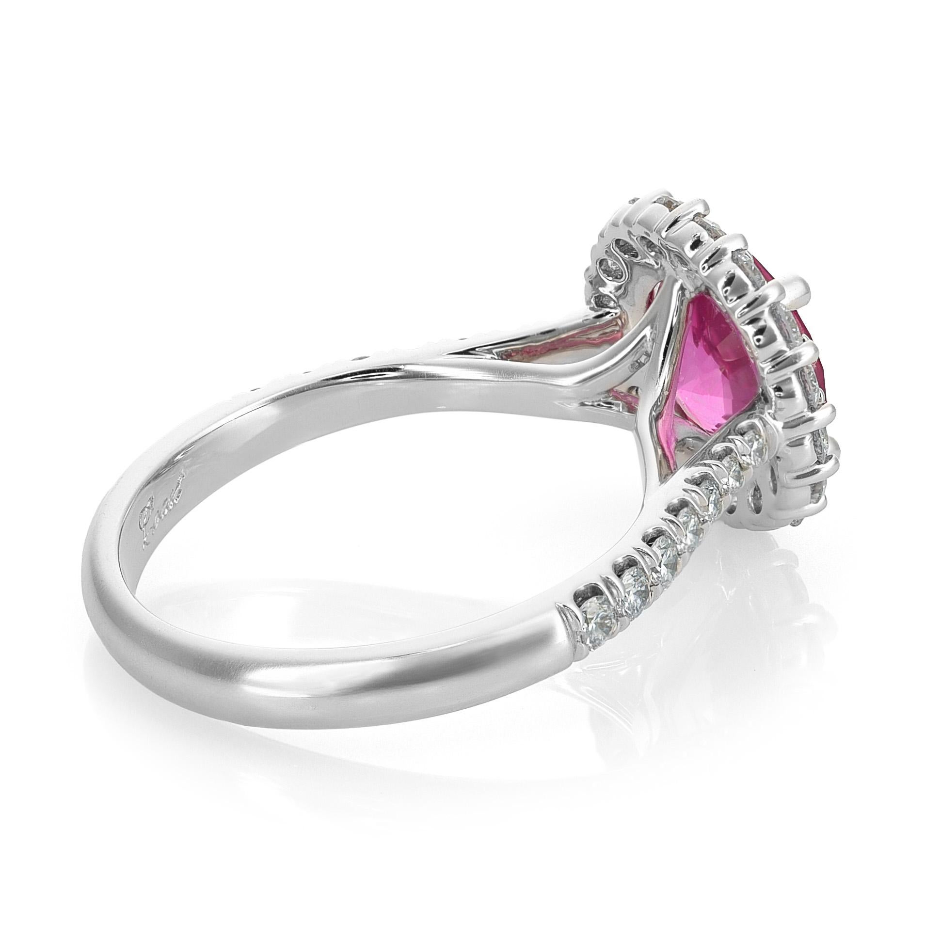 Mixed Cut 2.53 Сarats Pink Sapphire Diamonds set in 18K White Ring For Sale