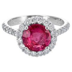 2,53 Сarats Pink Sapphire Diamanten in 18K Weiß Ring gefasst