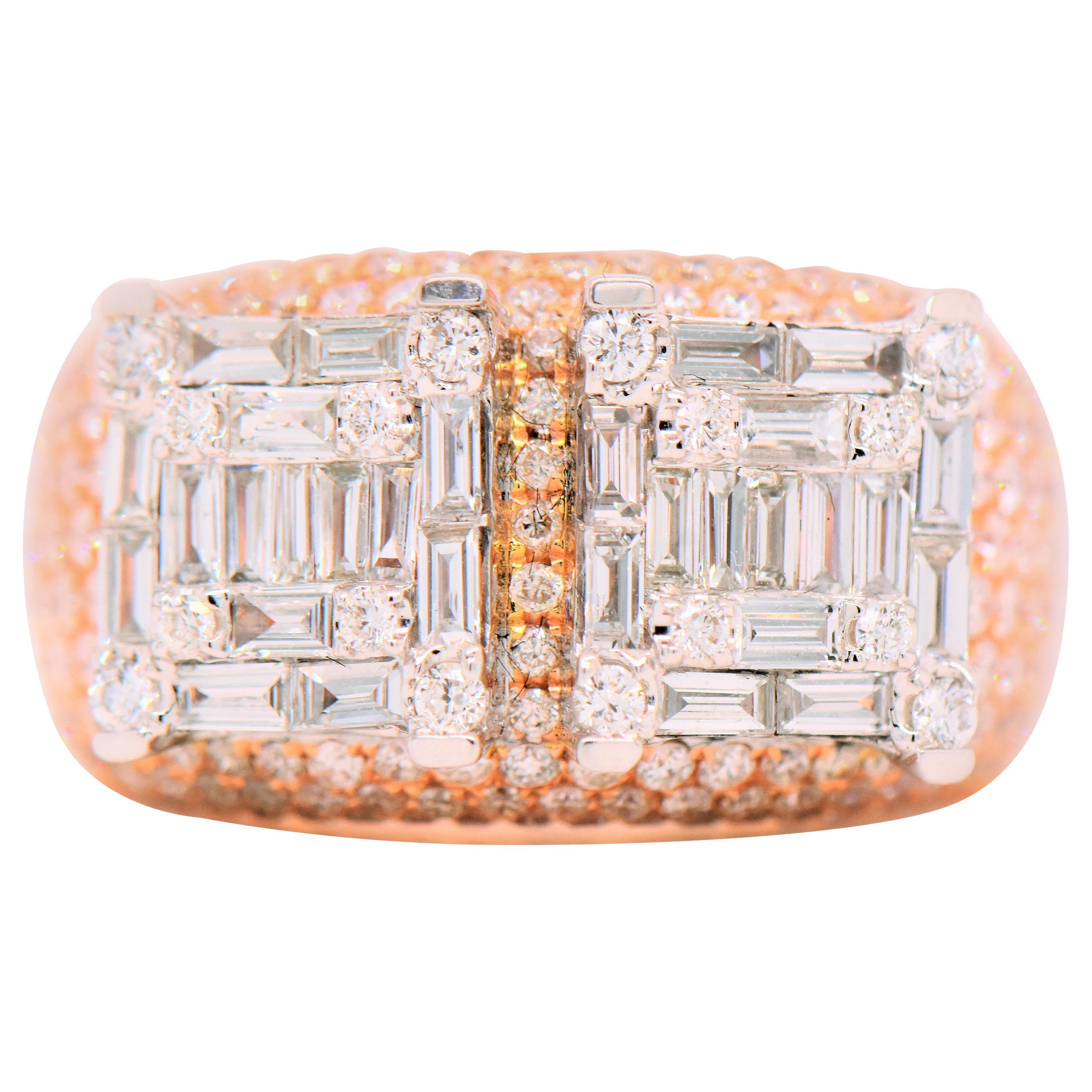 2.53 Carat Baguette Diamond "Vision" Band in 18k Rose Gold