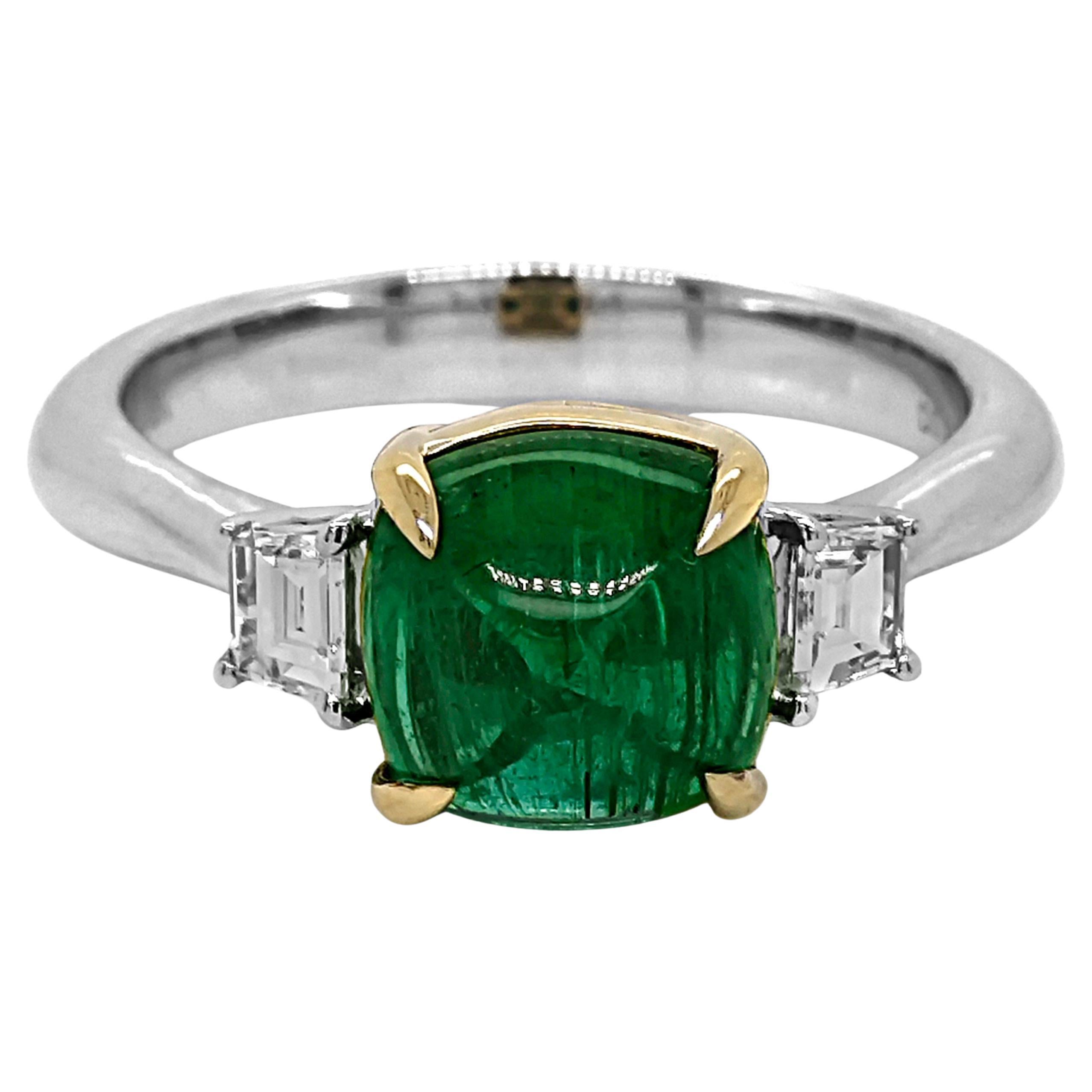 2.53 Carat Emerald and White Diamond White and Yellow Gold Ring
