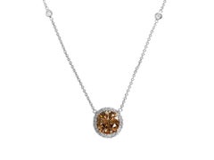 2.53 Carat Fancy Brown Diamond Halo Pendant Necklace in 18K Gold GIA Certified