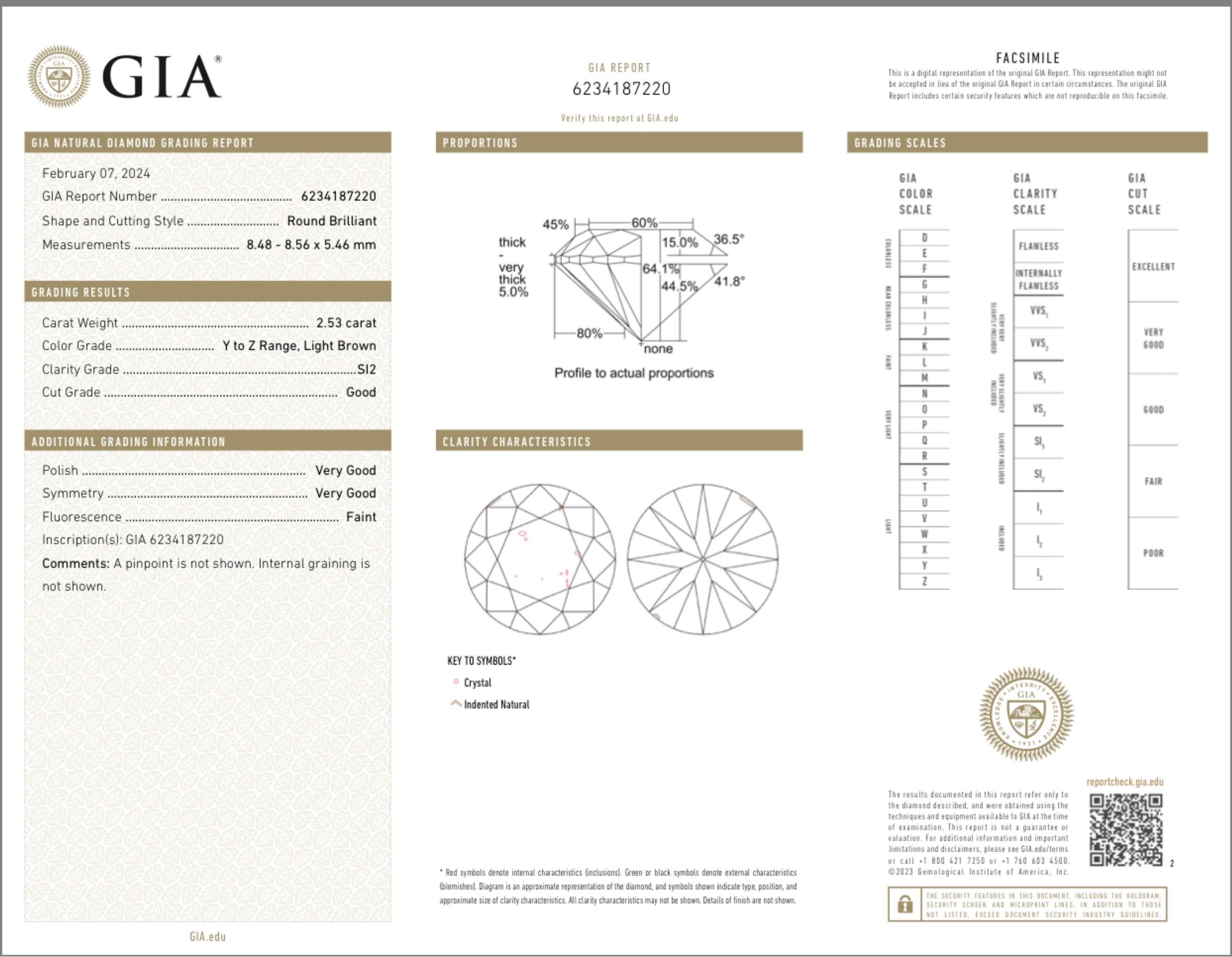 Donna Collana con diamante aureolato marrone da 2,53 carati in oro 18 carati certificato GIA in vendita