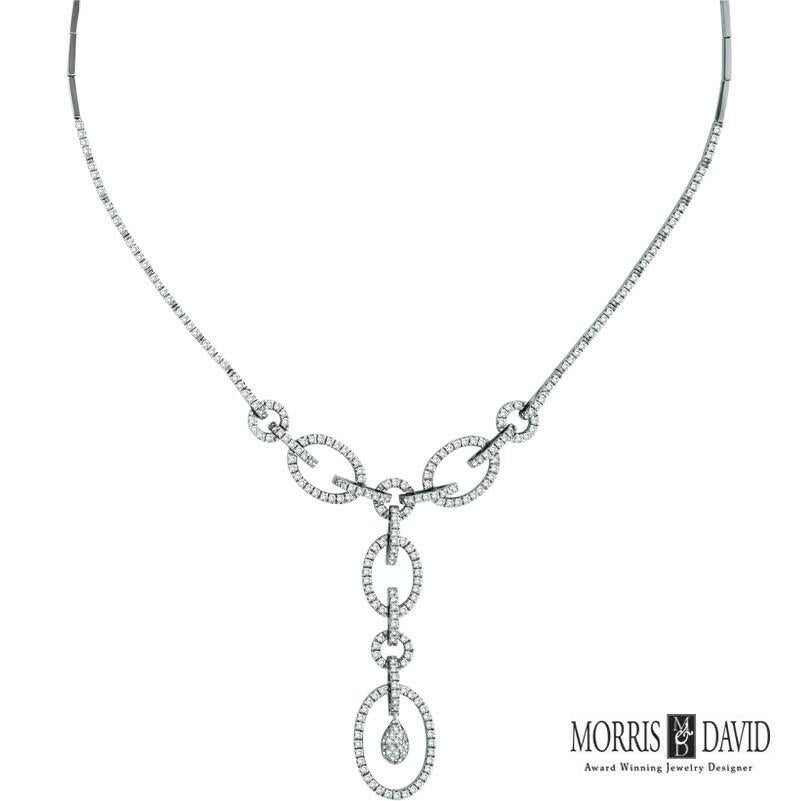 100% Natural Diamonds, Not Enhanced in any way Round Cut Diamond Necklace
2.53CT
G-H 
SI  
14K White Gold   Prong style  21 gram
16 inches in length--2 1/4 inch in length
270 Diamonds

N4821WD
ALL OUR ITEMS ARE AVAILABLE TO BE ORDERED IN 14K WHITE,